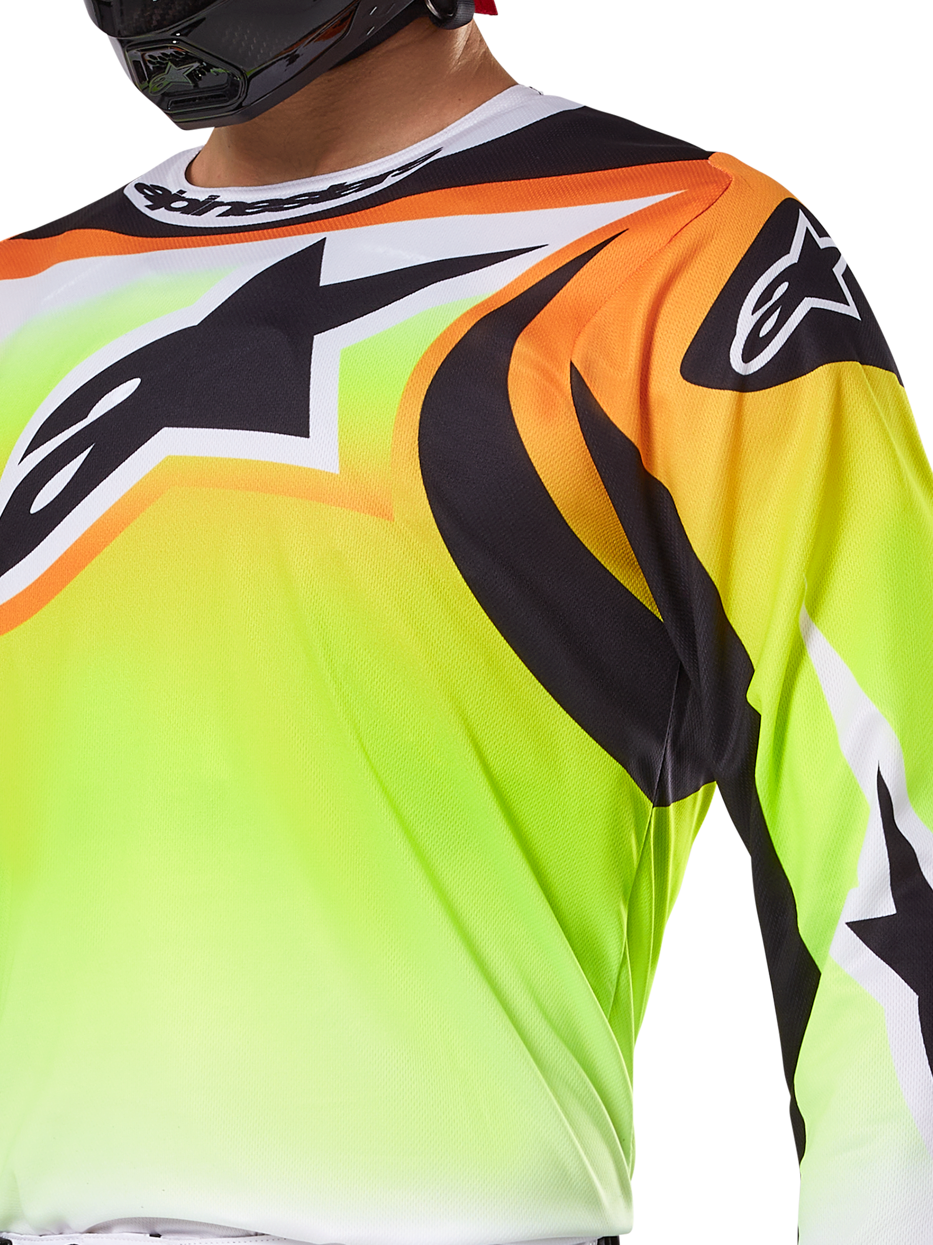 Alpinestars 2025 Fluid Wurx Gear Set, koszulka i spodnie motocrossowe, żółte, z wyrazistymi czarnymi grafikami i oznaczeniami marki, wyczynowa odzież wyścigowa dla motocyklistów off-road i motocrossowych