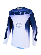 Alpinestars Racer Air Amber Jersey, męska koszulka motocrossowa, niebieska i biała, oddychająca siateczka mesh, styl racing.