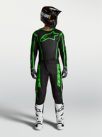 Alpinestars Fluid Apex V2, męskie spodnie motocrossowe, czarne i zielone fluo, pełny zestaw wyścigowy z białymi butami