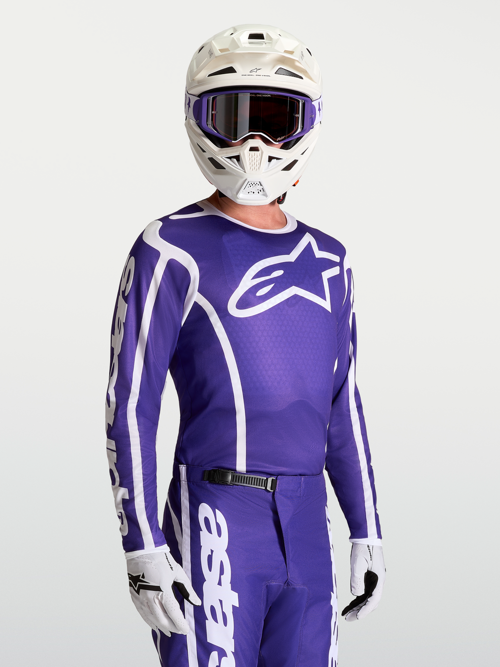 Alpinestars Fluid Apex V2, męska koszulka motocrossowa, ciemnoniebieska i biała, oddychający materiał, sportowy styl off-road.