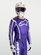 Alpinestars Fluid Apex V2, męska koszulka motocrossowa, ciemnoniebieska i biała, oddychający materiał, sportowy styl off-road.
