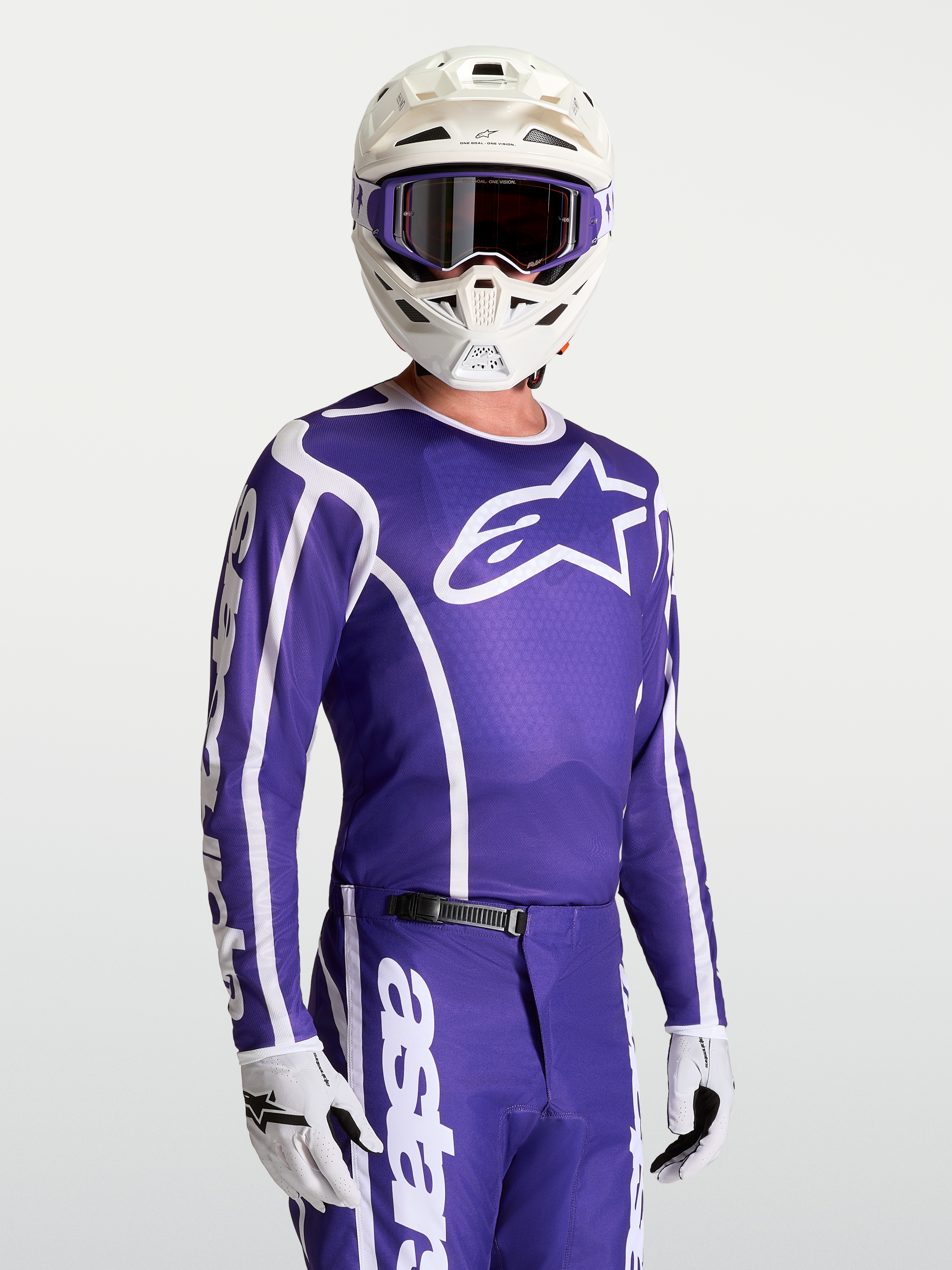Alpinestars Fluid Apex V2, męska koszulka motocrossowa, ciemnoniebieska i biała, oddychający materiał, sportowy styl off-road.