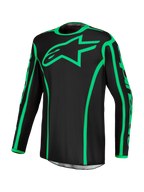 Alpinestars Koszulka Fluid Apex V2, męska koszulka motocrossowa, czarno-jaskrawozielona, oddychający poliester.