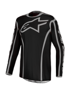 Alpinestars Fluid Apex V2 Jersey, Men's Motocross Jersey in Black and Silver, breathable moisture-wicking polyfabric.