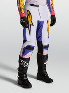 Alpinestars Fluid Drag Pants, Motocross Riding Pants for men, Blue and Light Lilac with Gold graphics, ergonomic sport fit design.