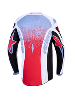 Alpinestars Fluid Drag 2027, czarno-czerwona koszulka motocrossowa, widok z tyłu, materiał odprowadzający wilgoć.