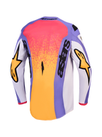 Alpinestars Fluid Drag Jersey, Men's Motocross Jersey, Rear View in Light Lilac and Gold, moisture-wicking polyfabric.