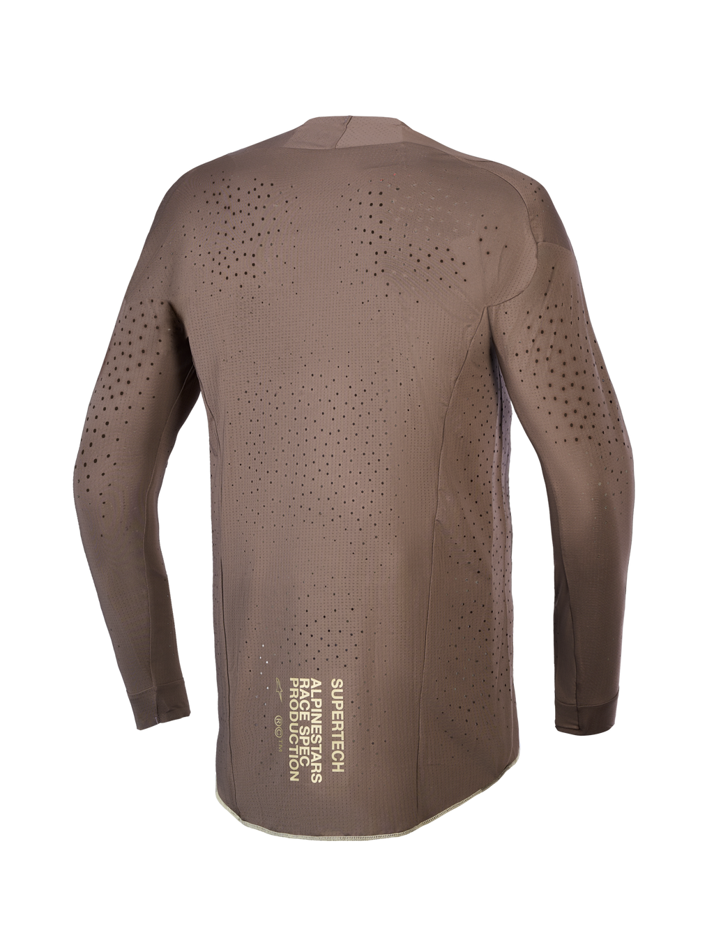 Alpinestars Koszulka Supertech Air Gold Edycja Limitowana, męska brązowa koszulka motocrossowa, złota grafika na plecach, laserowa wentylacja.