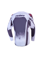Alpinestars Youth Supertech Swan Jersey, gray and white motocross top, back view with astars branding and mesh fabric.