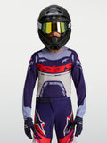 Alpinestars Supertech Dyna, fioletowa i szara młodzieżowa koszulka motocrossowa z siatki o sportowym kroju.