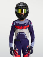 Alpinestars Youth Supertech Dyna Jersey, purple and grey motocross jersey featuring an athletic race fit and mesh fabric.
