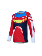Alpinestars 2027 Youth Supertech Dyna Jersey, youth motocross jersey, red and navy blue stretch mesh.
