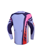Alpinestars 2027 Youth Supertech Dyna Jersey, Purple and Pink Motocross Jersey for youth, back view with extended rear.