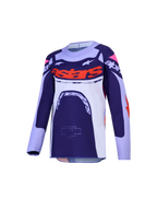 Alpinestars Youth Supertech Dyna Jersey, młodzieżowa koszulka motocrossowa, granatowa i biała z pomarańczowymi akcentami, odzież terenowa off-road.