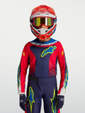 Koszulka Fluid Drag Młodzieżowe 2027 Alpinestars, koszulka motocrossowa, granatowa i czerwona z żółtymi akcentami, sportowy krój na modelu, odzież off-road