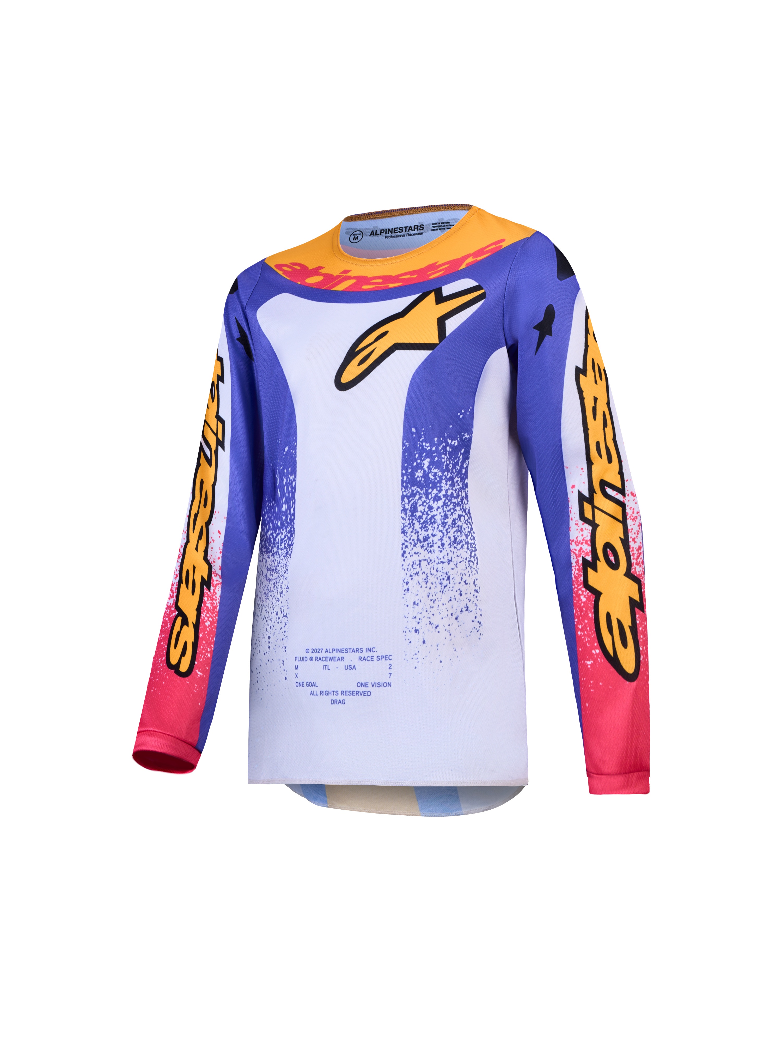 Alpinestars Youth Fluid Drag, młodzieżowa koszulka motocrossowa, niebieska i złota, oddychający materiał poliestrowy