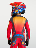 Koszulka Alpinestars Fluid Hunt Młodzieżowe 2027, czerwona i szara, widok z tyłu, odzież motocrossowa.