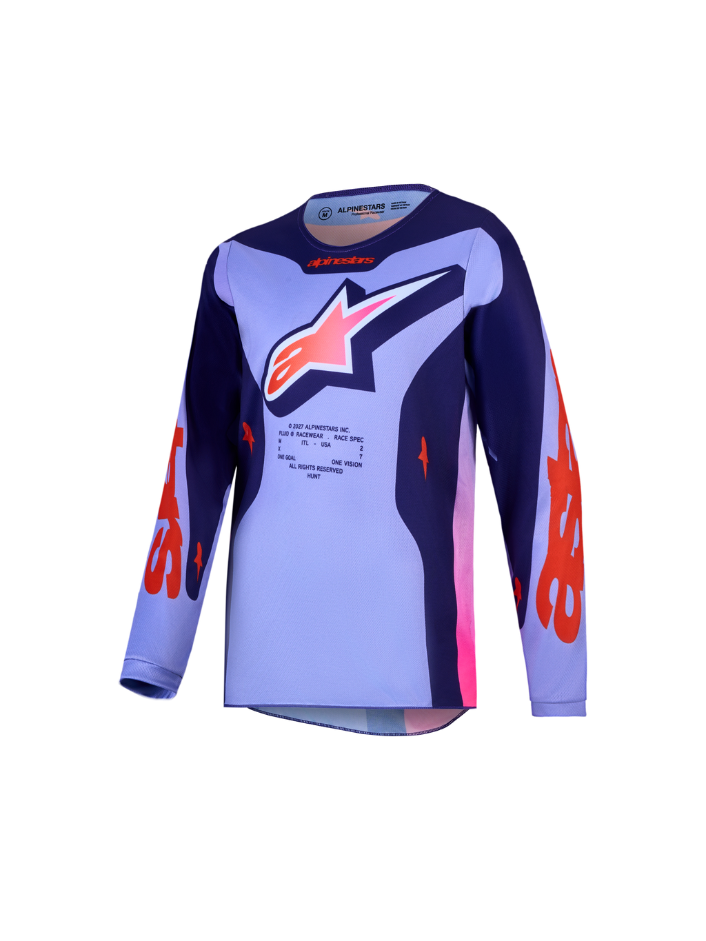 Alpinestars koszulka Fluid Hunt młodzieżowa, motocrossowa, rozmiar M, fioletowa i różowa, oddychający materiał.