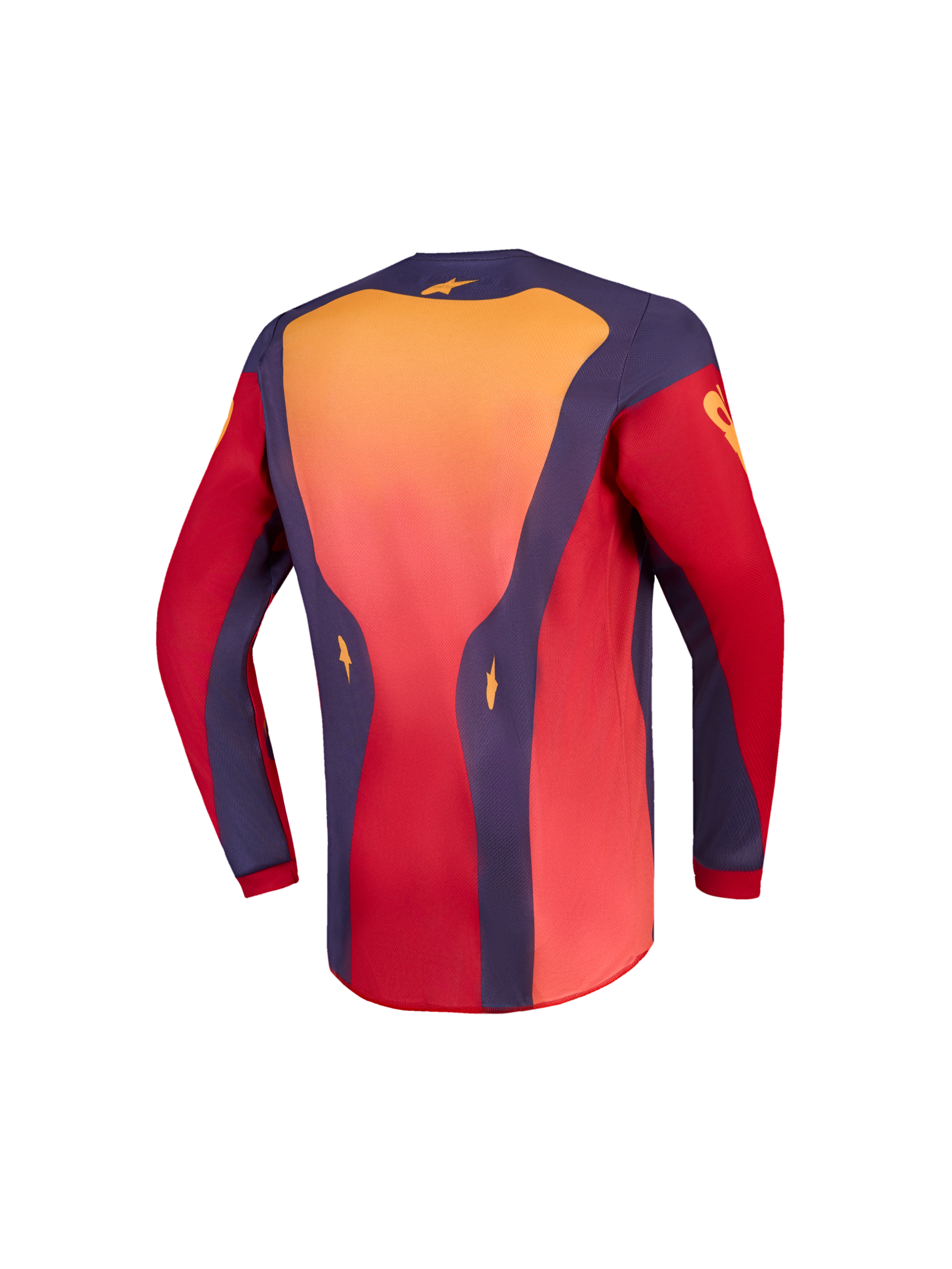 Alpinestars Youth Fluid Hunt Jersey AND Youth Fluid Hunt Gear Set, red and coral youth motocross jersey, back view.