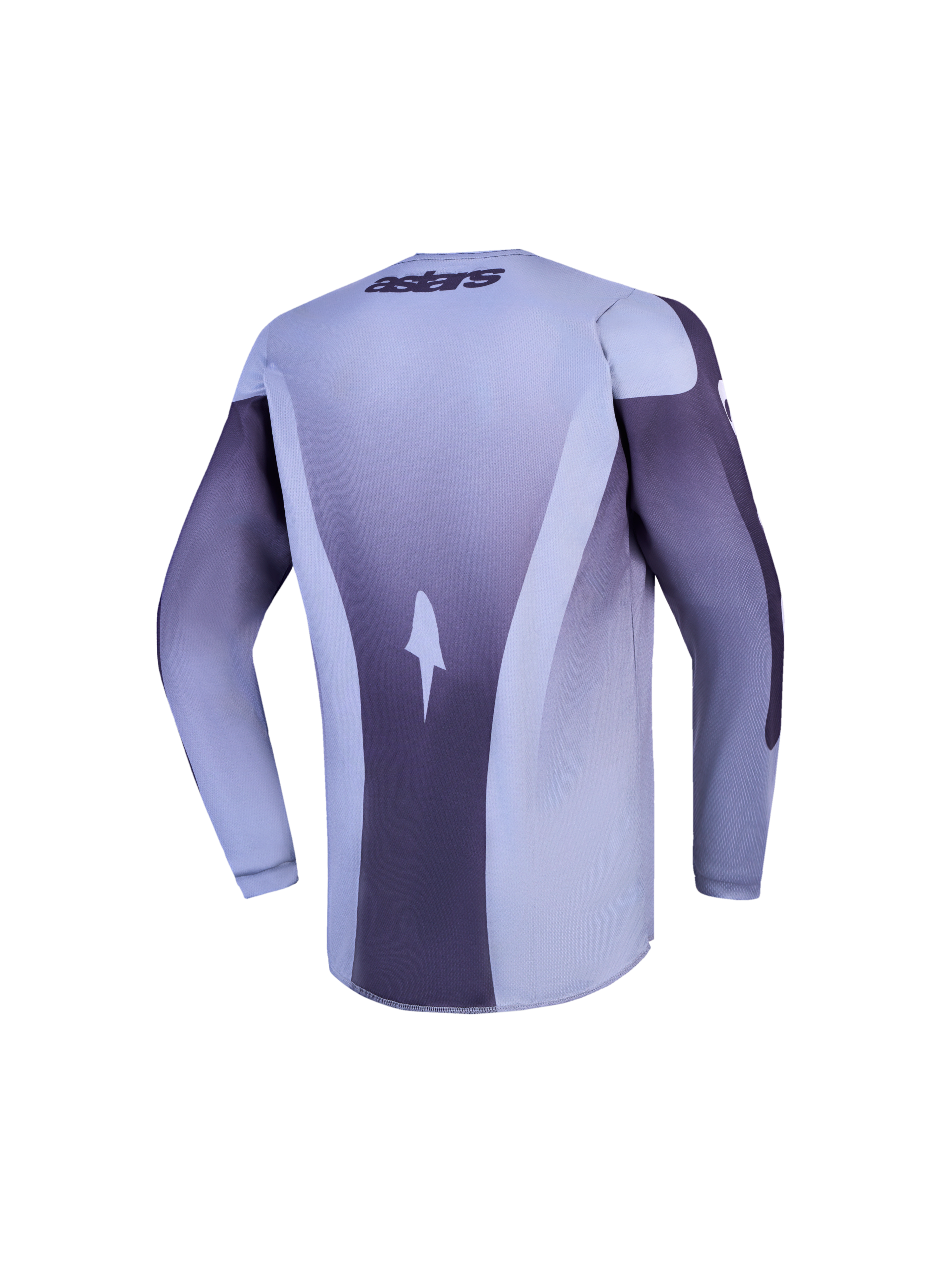 Alpinestars Fluid Amber, młodzieżowa koszulka motocrossowa z długim rękawem, szara i fioletowa, widok z tyłu.