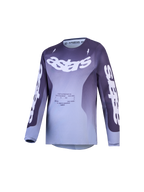 Alpinestars Youth Fluid Amber, koszulka motocrossowa młodzieżowa, fioletowo-szary gradient, logo Astars, design off-road.