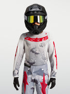 Alpinestars Koszulka Fluid Lone Młodzieżowe 2027, szary kamuflaż i czerwony, lekka i oddychająca koszulka motocrossowa.