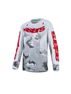 Alpinestars Koszulka Fluid Lone Młodzieżowe, szary kamuflaż i czerwony, oddychająca koszulka motocrossowa MX