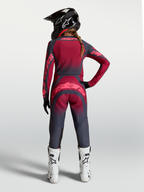 Alpinestars Stella Techstar Swan Gear Set i spodnie, damski zestaw motocrossowy, ciemnoszary i czerwony, widok z tyłu.