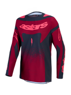 Alpinestars Stella Techstar Swan, damska koszulka motocrossowa, karmazynowa i ciemnoszara, oddychający materiał stretch.