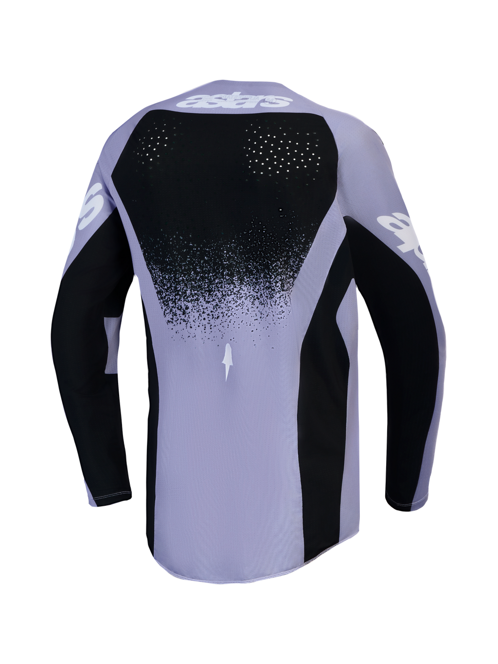 Alpinestars Stella Techstar Swan, damska koszulka motocrossowa, jasnofioletowa i czarna, laserowa wentylacja na plecach.