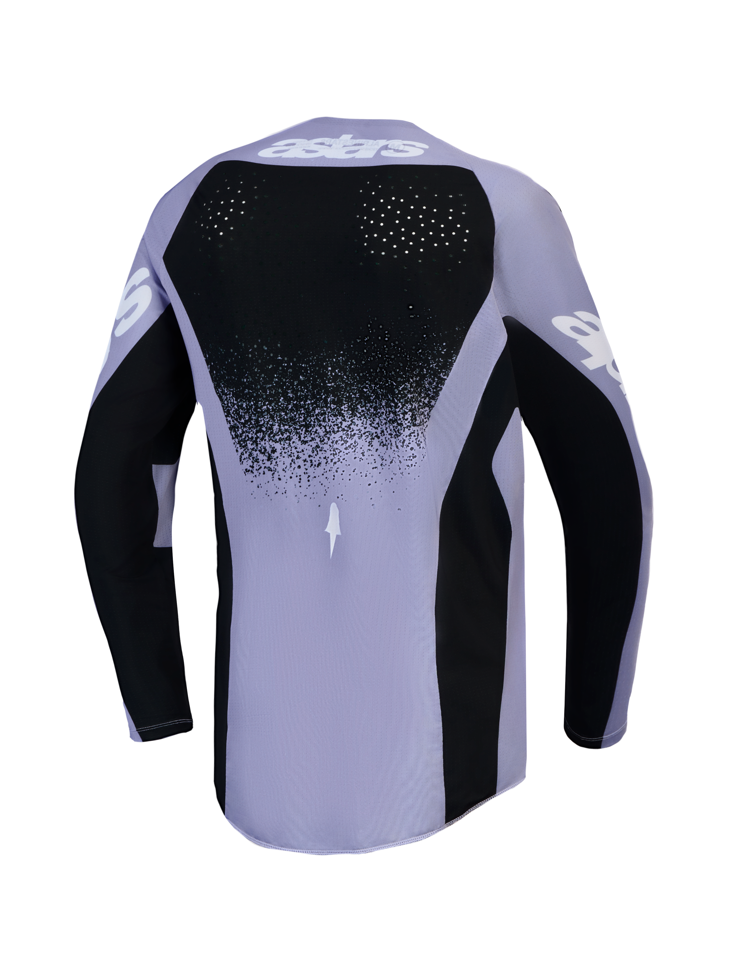 Alpinestars Stella Techstar Swan, damska koszulka motocrossowa, jasnofioletowa i czarna, laserowa wentylacja na plecach.