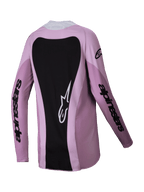 Alpinestars Stella Techstar Melt Jersey 2025, damska koszulka motocrossowa, Blush Black, widok z tyłu z dużym czarnym panelem na plecach i białym logo Astars, czarne oznaczenia na rękawach, lekka poliestrowa konstrukcja do wyścigów terenowych