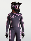 Koszulka Alpinestars Stella Fluid Apex V2, damska koszulka motocrossowa, szara i różowa, o ergonomicznym sportowym kroju.