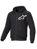 Alpinestars kurtka z kapturem Chrome V2 Sport, czarna męska kurtka motocyklowa z białym logo gwiazdy, certyfikowana CE.