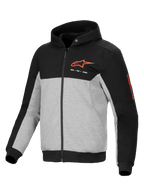 Alpinestars Chrome V2 Sport Hoodie, męska kurtka motocyklowa urban, czarno-szara, z kapturem i certyfikatem CE.