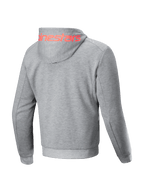 Alpinestars Chrome V2 Sport Hoodie, gray heather men's urban motorcycle jacket with red fluo logo and protective tech fleece.