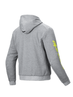 Alpinestars Kurtka z kapturem Chrome V2 Sport, męska kurtka motocyklowa urban, szara z jaskrawożółtym logo na rękawie, polar techniczny, certyfikat CE.