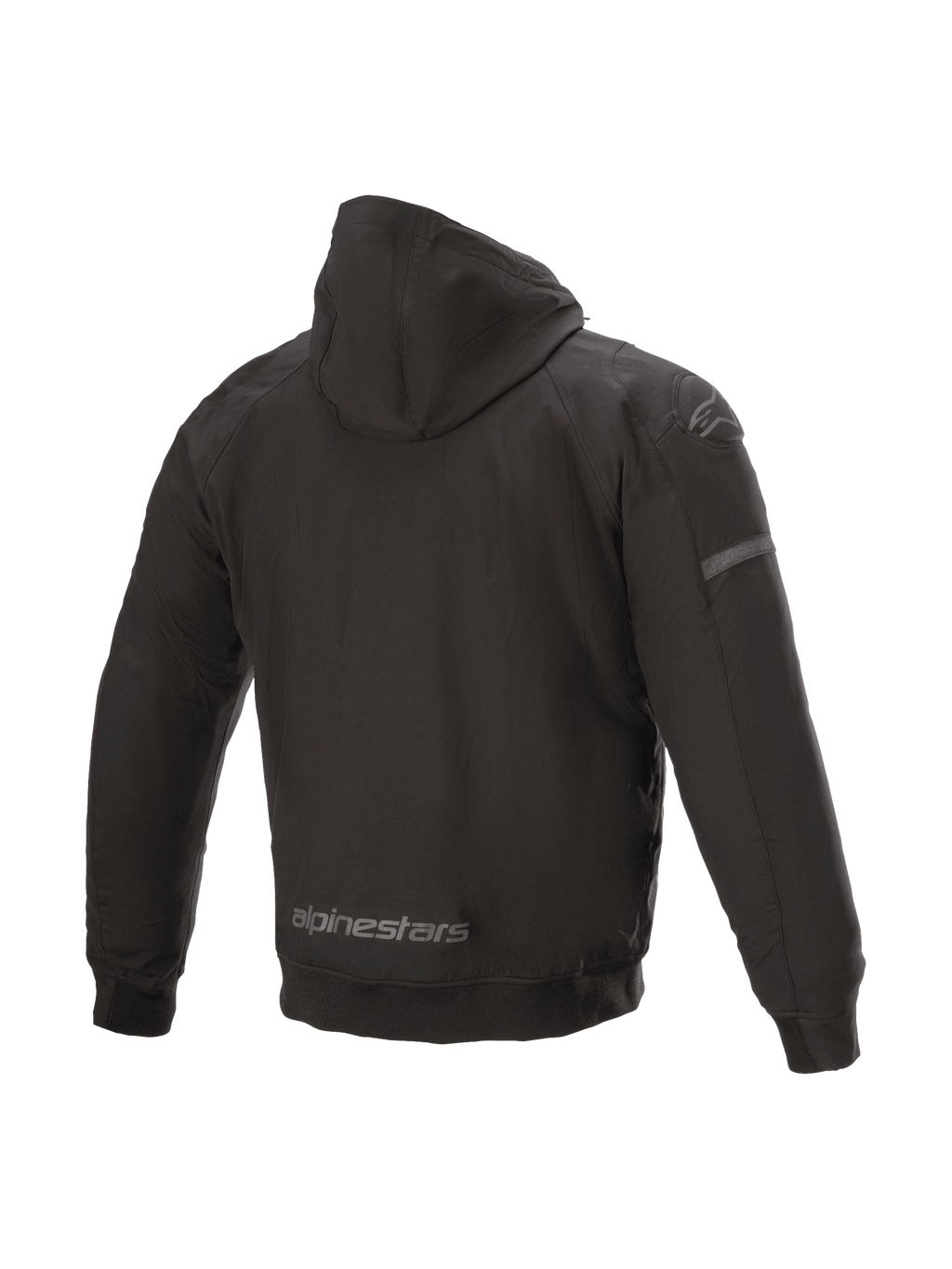 Alpinestars kurtka z kapturem Sektor Tech V2, męska miejska kurtka motocyklowa, czarna, wiatroodporna powłoka, wstawki 3D na ramionach, widok z tyłu
