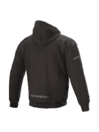 Alpinestars kurtka z kapturem Sektor Tech V2, męska miejska kurtka motocyklowa, czarna, wiatroodporna powłoka, wstawki 3D na ramionach, widok z tyłu