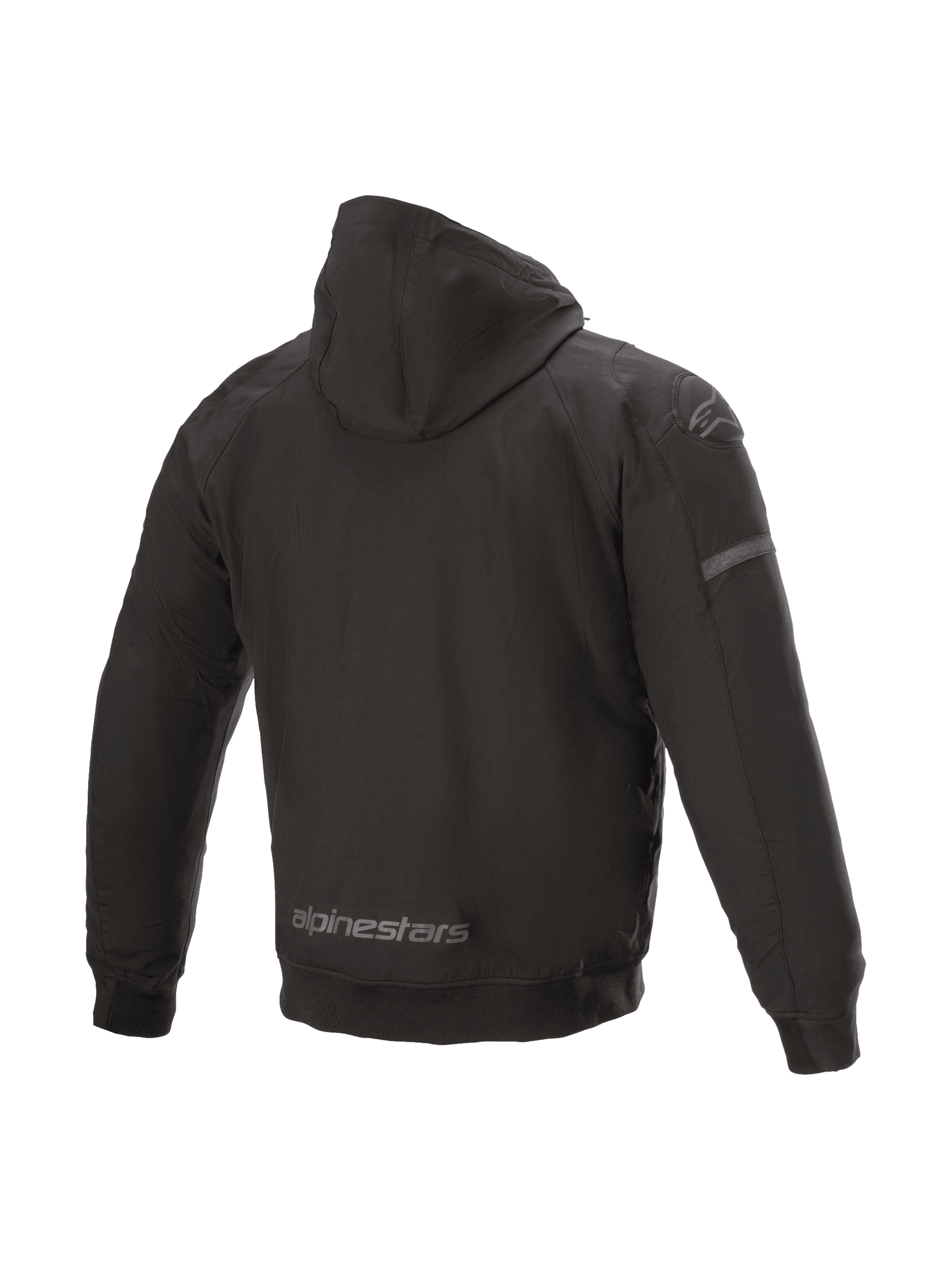 Alpinestars kurtka z kapturem Sektor Tech V2, męska miejska kurtka motocyklowa, czarna, wiatroodporna powłoka, wstawki 3D na ramionach, widok z tyłu