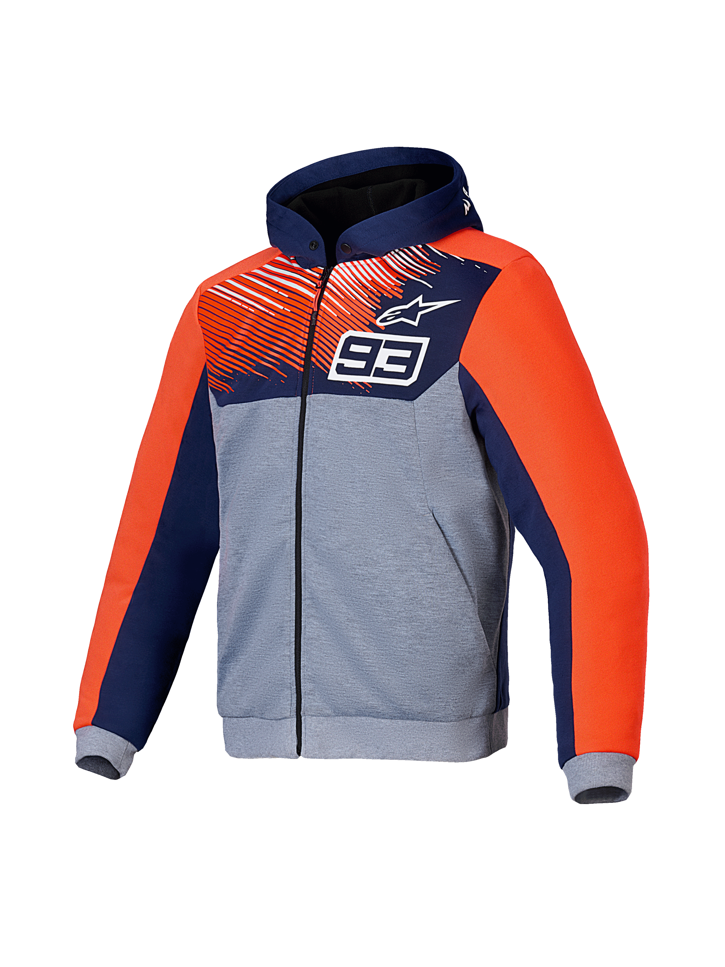 Alpinestars MM93 Chrome V2 Sport Hoodie, męska bluza z kapturem na motocykl, niebieska, szara i czerwona, z certyfikatem CE i wzmocnieniami z aramidu