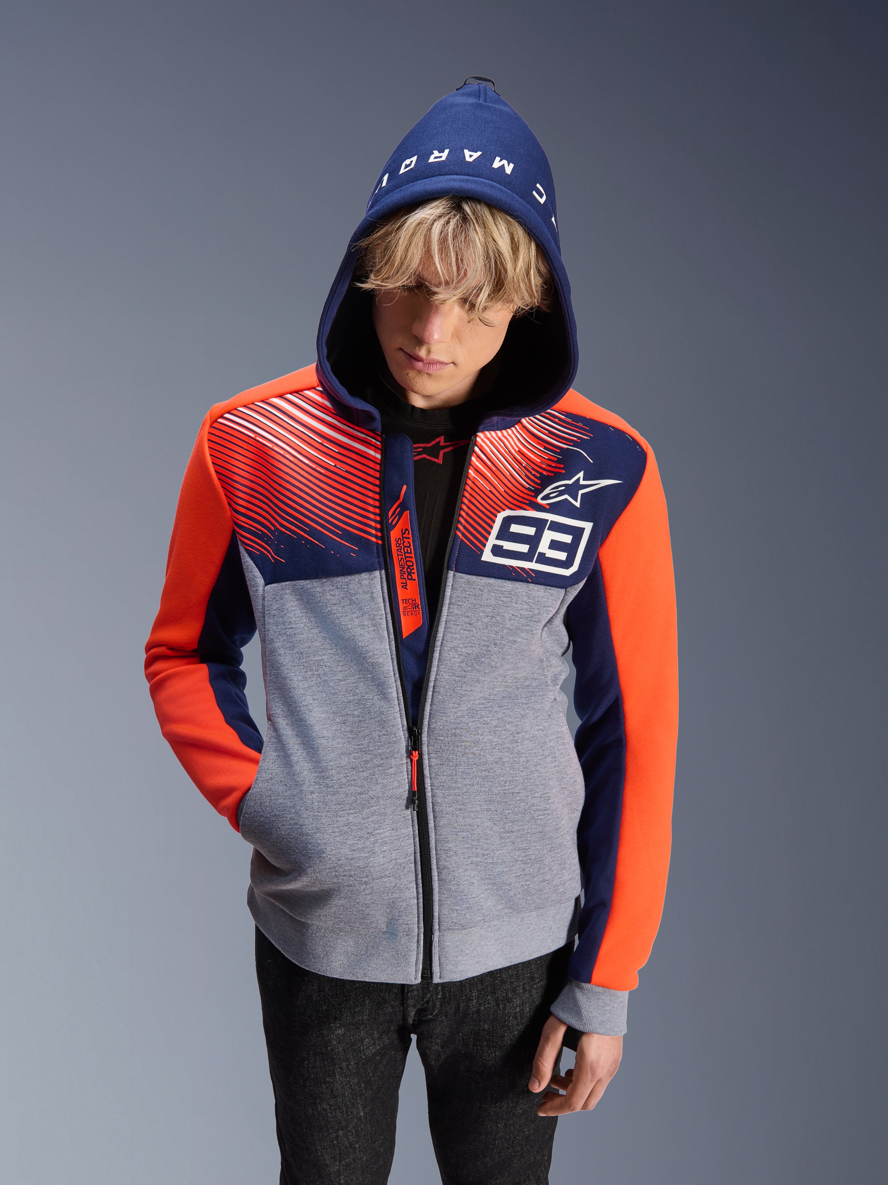 MM93 Chrome V2 Sport - Blue Motorcycle Jacket | Alpinestars®