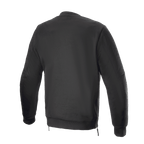 Alpinestars FQ20 Legit Crew Fleece, motocyklowa bluza polarowa, czarna, widok z tyłu, z prążkowanym pasem z bocznymi zamkami i swobodnym miejskim designem