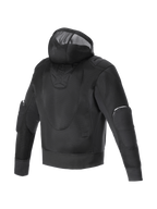 Alpinestars Moflow Air Tech Hoodie, men's black urban motorcycle jacket with high-density ventilated mesh chassis.
