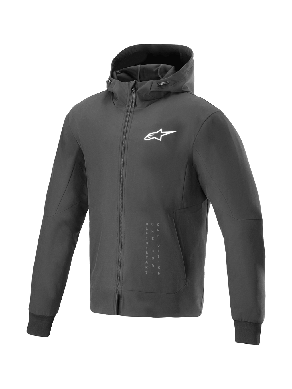 Alpinestars bluza z kapturem Radium Tech, czarna miejska kurtka motocyklowa, wiatroodporna, białe logo, Tech-Air Ready