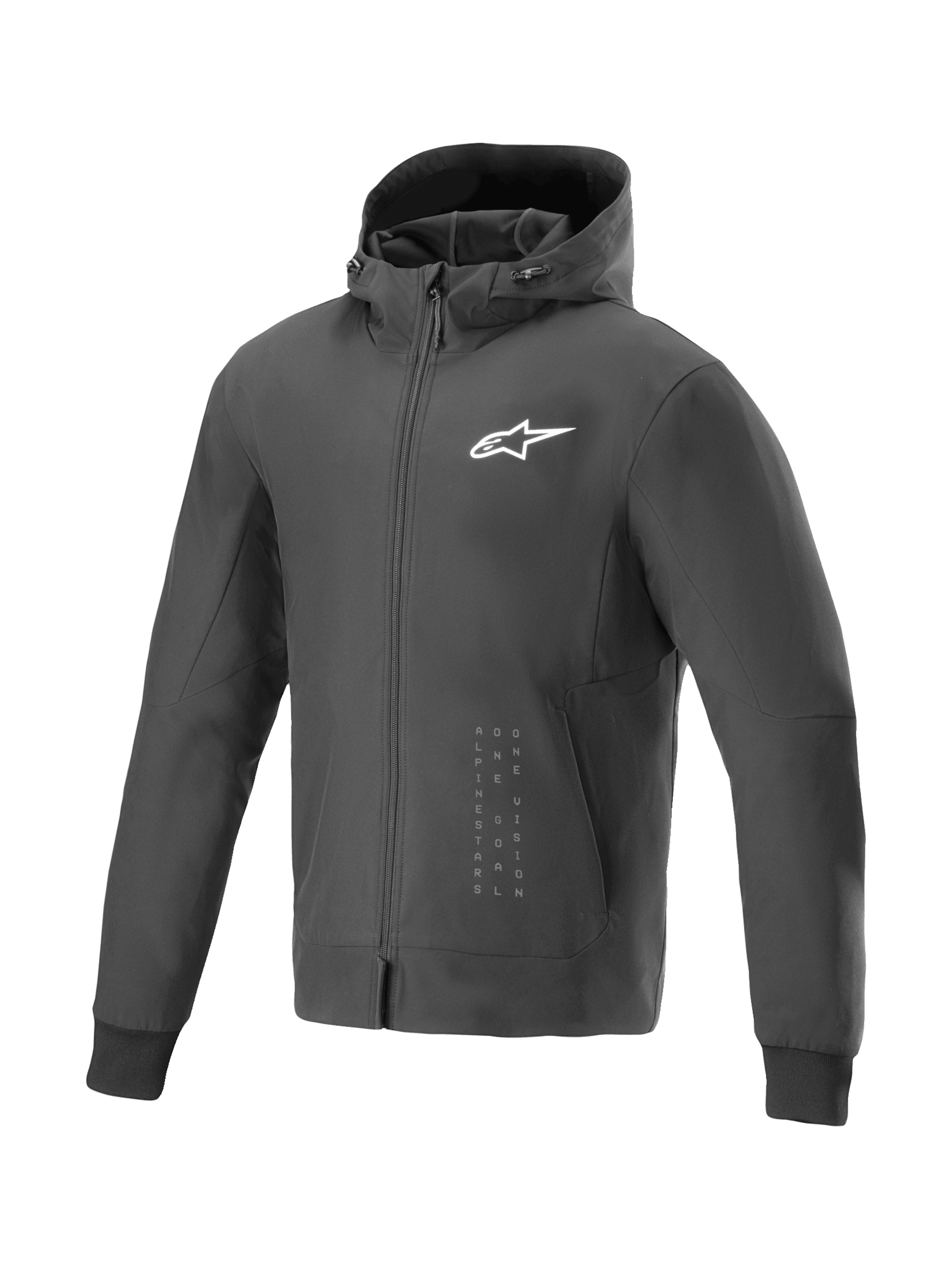 Alpinestars bluza z kapturem Radium Tech, czarna miejska kurtka motocyklowa, wiatroodporna, białe logo, Tech-Air Ready