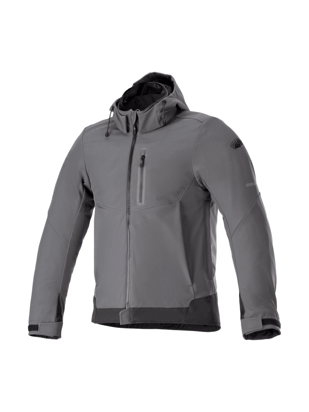 Alpinestars Neo Waterproof Hoodie, szara męska kurtka motocyklowa z kapturem, wodoodporny materiał softshell, styl miejski