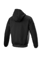 Alpinestars Ageless Hoodie, czarna męska miejska kurtka motocyklowa z kapturem, tekstylna, widok z tyłu i ochrona