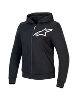 Alpinestars Bluza Z Kapturem Stella Chrome V2 Sport, damska bluza motocyklowa, czarna i biała, certyfikat CE klasa A, wzmocnienia aramidowe