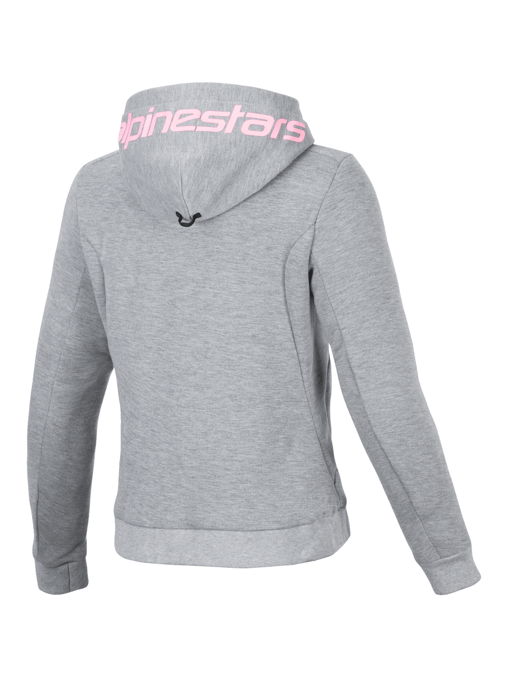 Alpinestars Stella Chrome V2 Sport, damska bluza z kapturem, szary melanż i różowy fluo, techniczny polar, widok z tyłu.